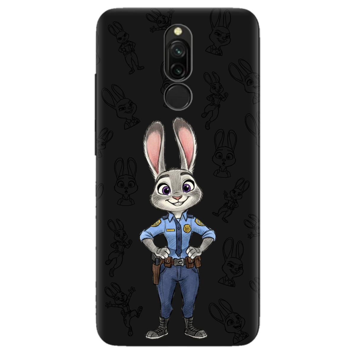 Чехол для Xiaomi Redmi 8 черный матовый soft touch Зоотрополис Джуди Judy - фото 1 - Чехлы для телефонов