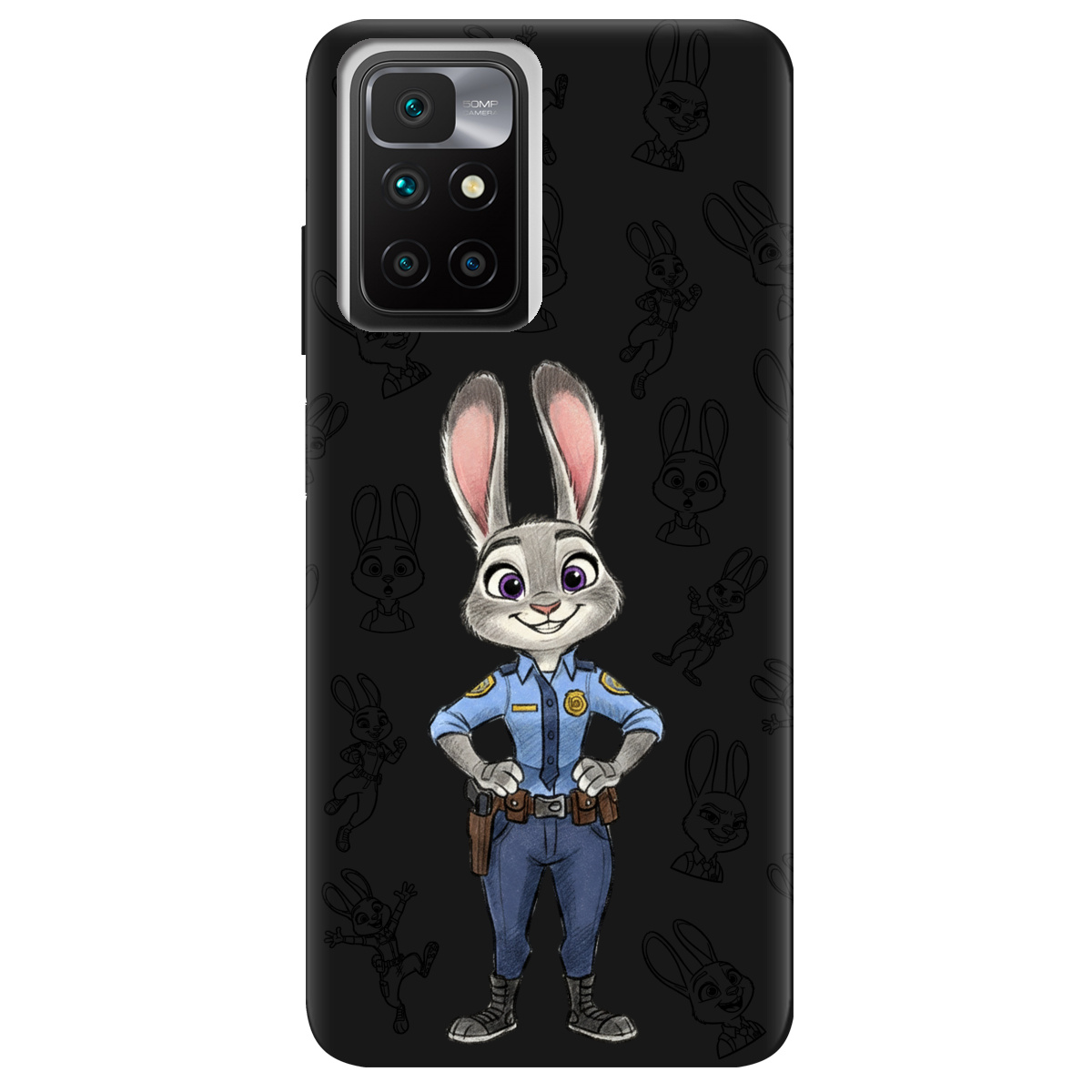 Чехол для Xiaomi Redmi 10 черный матовый soft touch Зоотрополис Джуди Judy - фото 1 - Чехлы для телефонов
