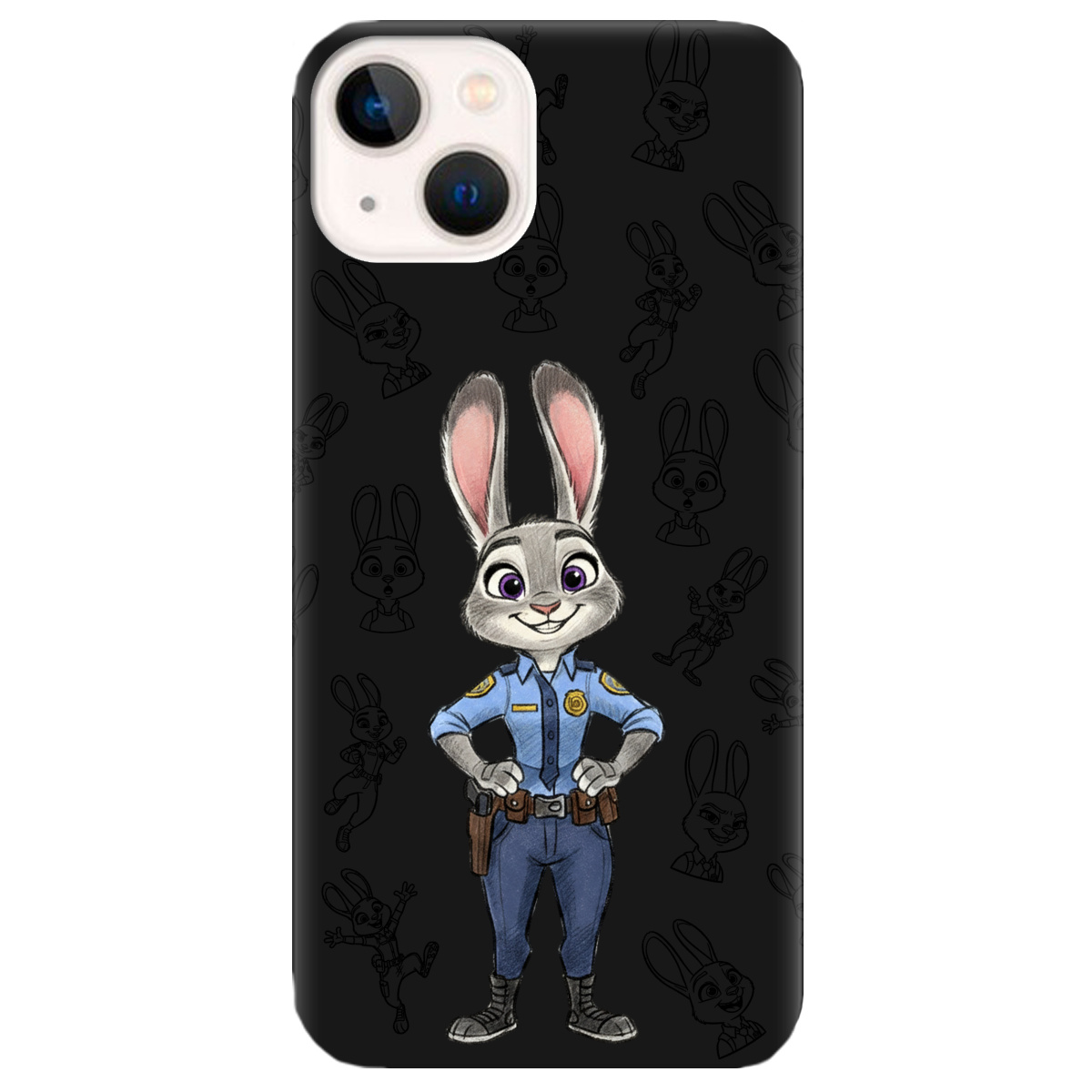 Чехол для Apple iPhone 13 Mini черный матовый soft touch Зоотрополис Джуди Judy - фото 1 - Чехлы для телефонов