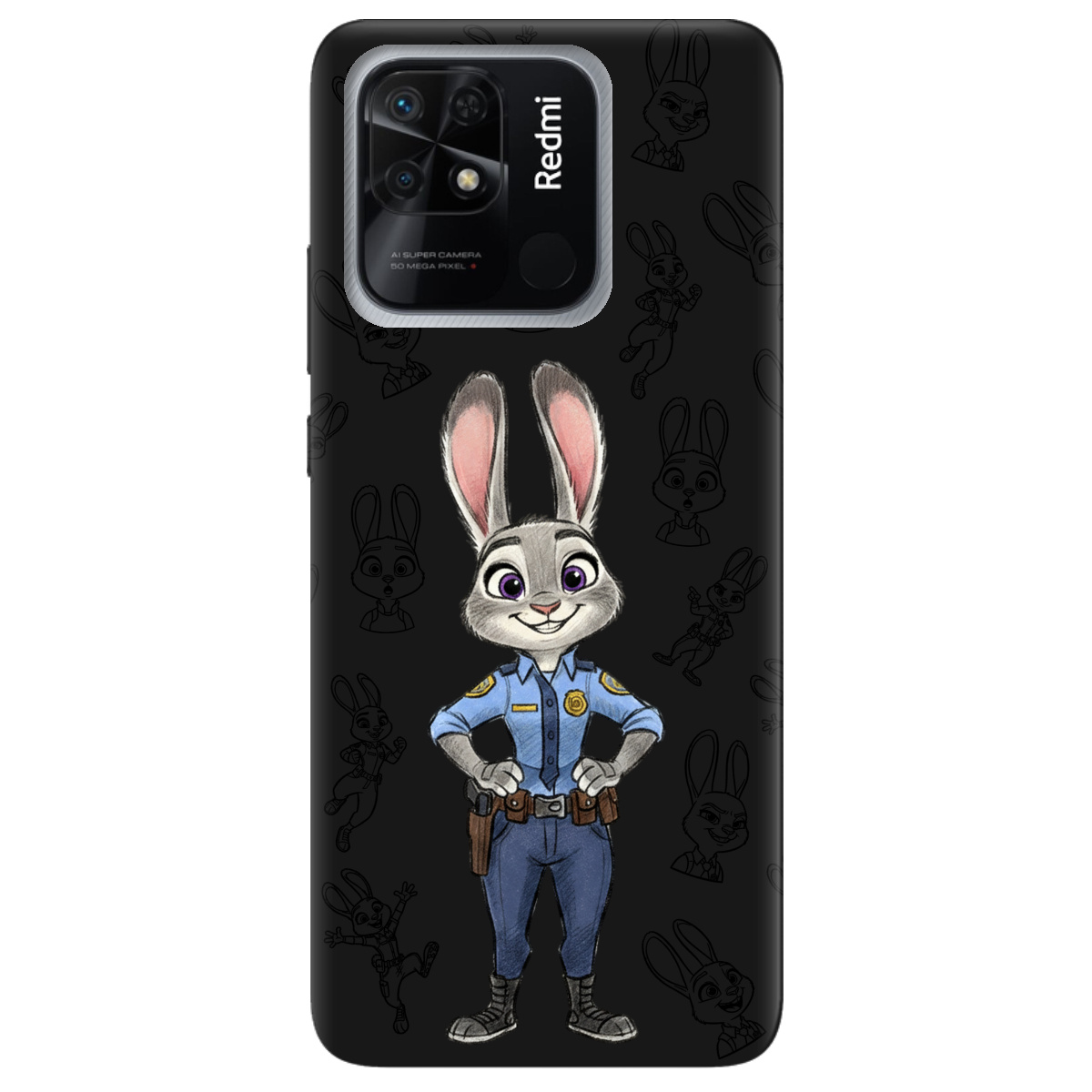 Чехол для Xiaomi Redmi 10C черный матовый soft touch Зоотрополис Джуди Judy - фото 1 - Чехлы для телефонов