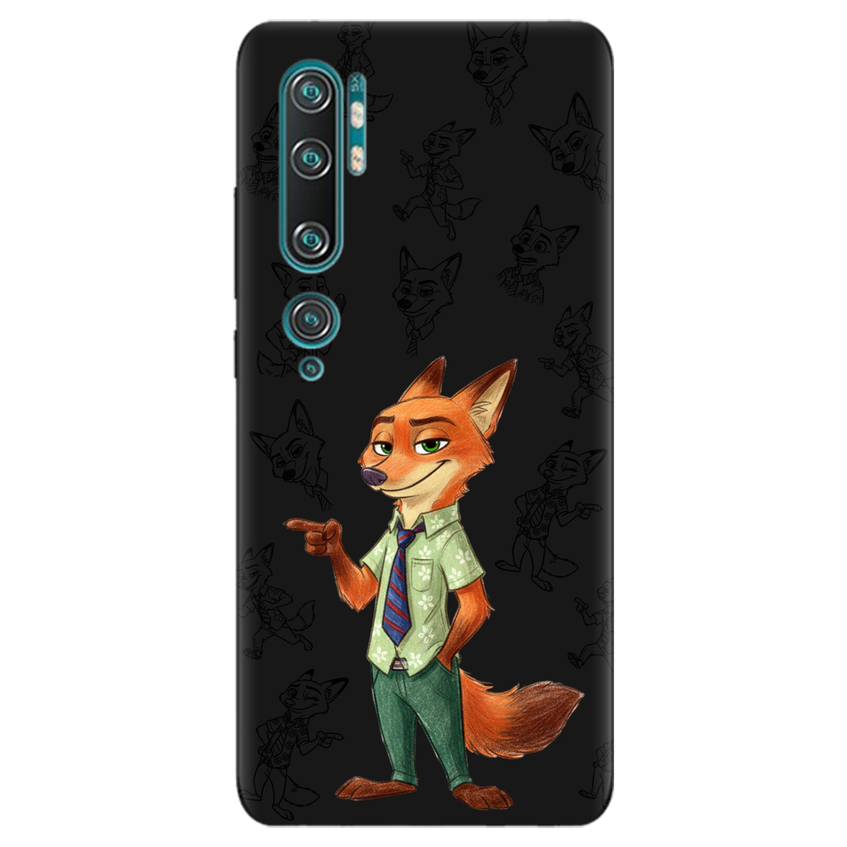 Чехол для Xiaomi Mi Note 10 черный матовый soft touch Зоотрополис Ник Nick - фото 1 - Чехлы для телефонов