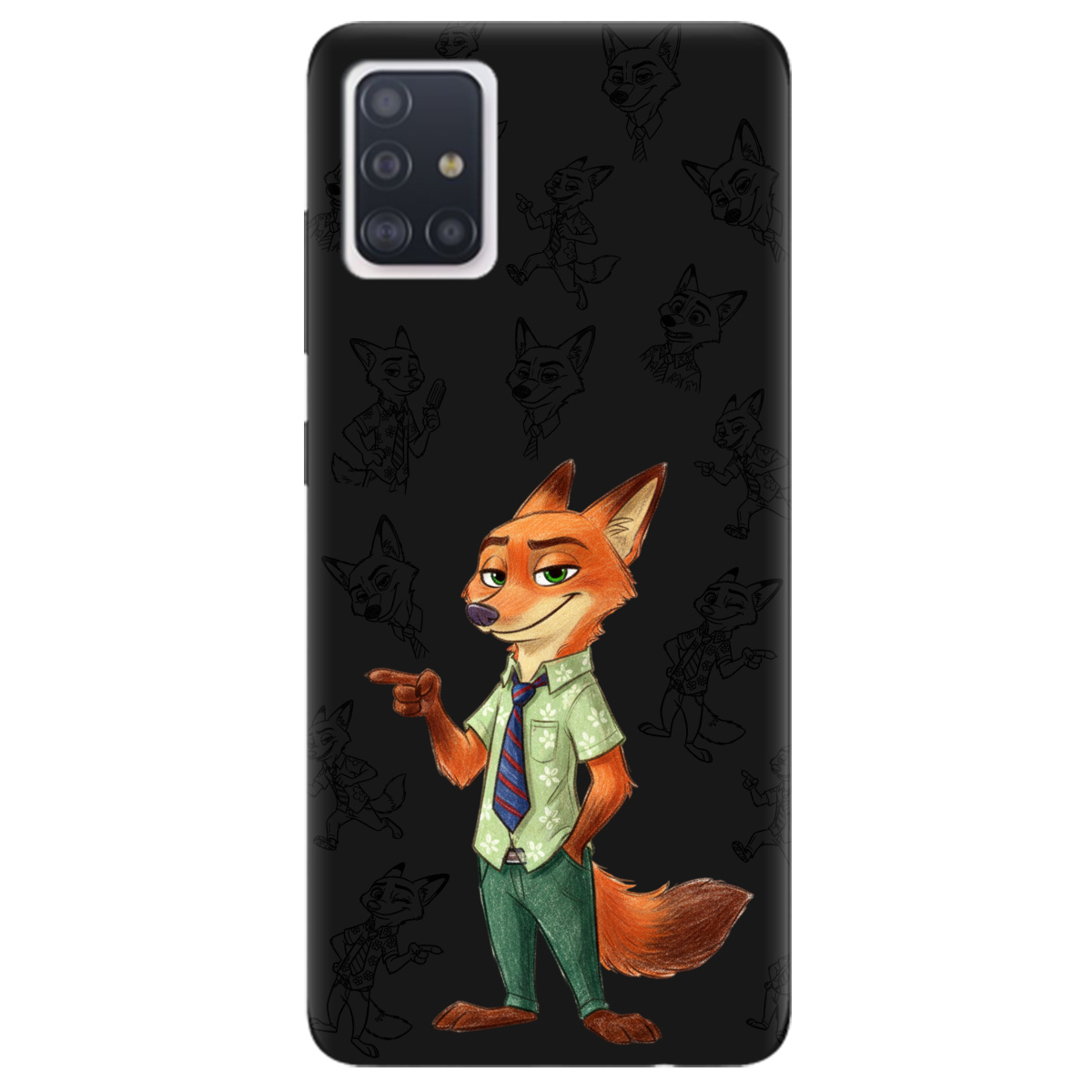 Чохол для Samsung Galaxy A71 чорний матовий soft touch Зоотрополіс Нік Nick - фото 1 - Чохли для телефонів