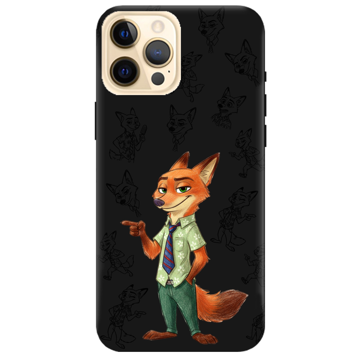 Чехол для Apple iPhone 12 Pro черный матовый soft touch Зоотрополис Ник Nick - фото 1 - Чехлы для телефонов