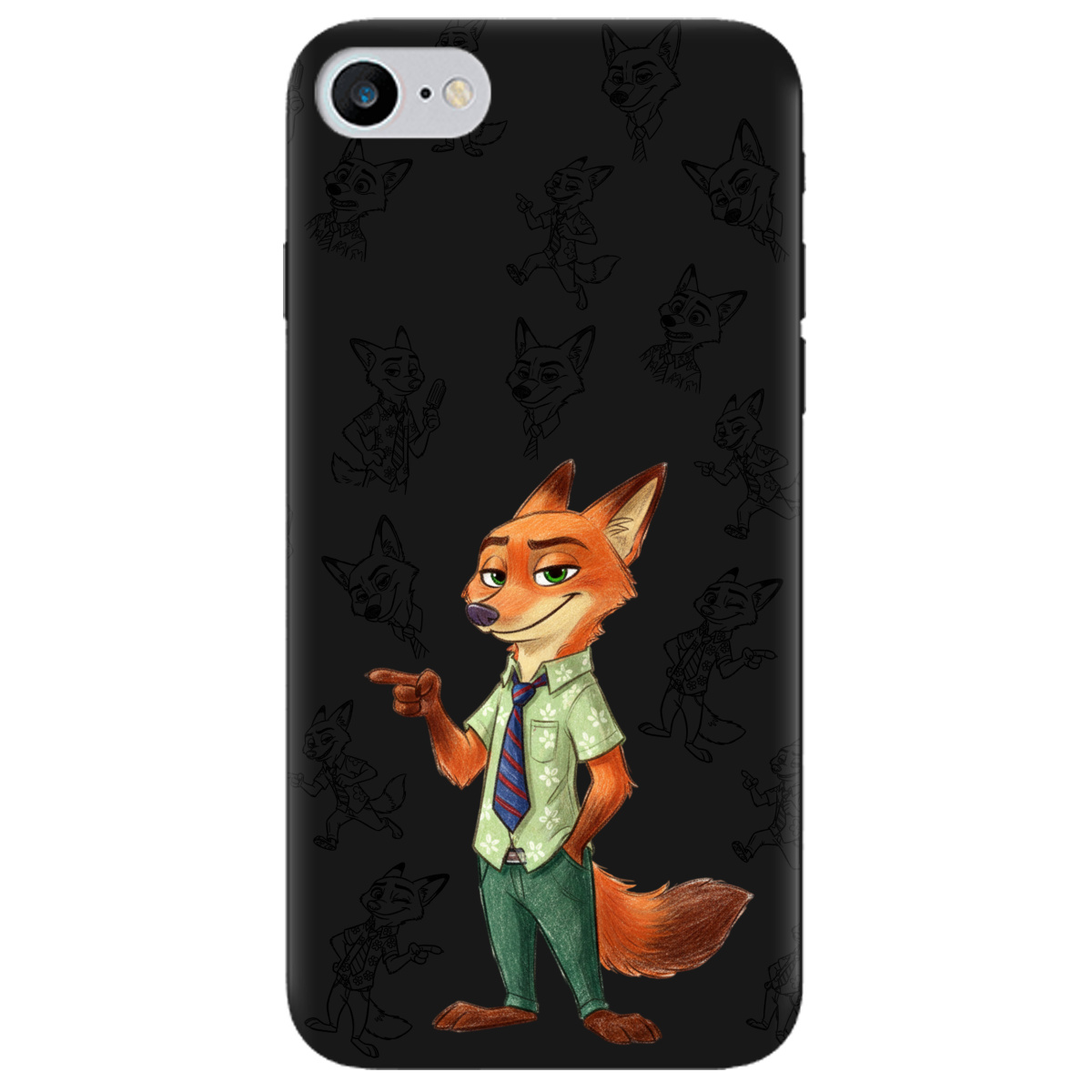 Чехол для Apple iPhone SE 2020 черный матовый soft touch Зоотрополис Ник Nick - фото 1 - Чехлы для телефонов