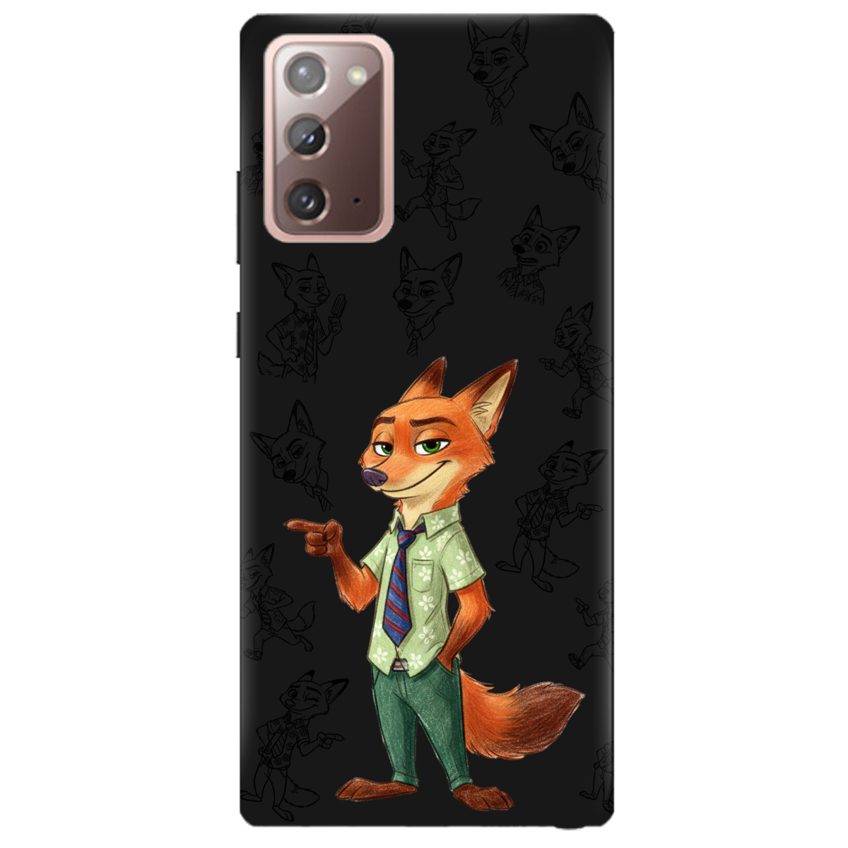 Чехол для Samsung Galaxy Note 20 черный матовый soft touch Зоотрополис Ник Nick - фото 1 - Чехлы для телефонов