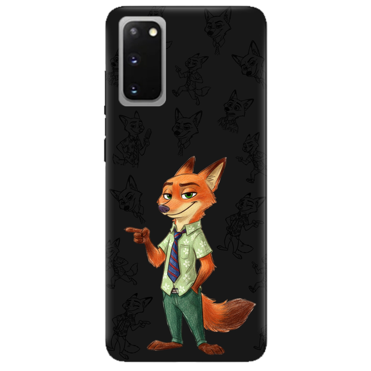 Чохол для Samsung Galaxy S20 чорний матовий soft touch Зоотрополіс Нік Nick - фото 1 - Чохли для телефонів