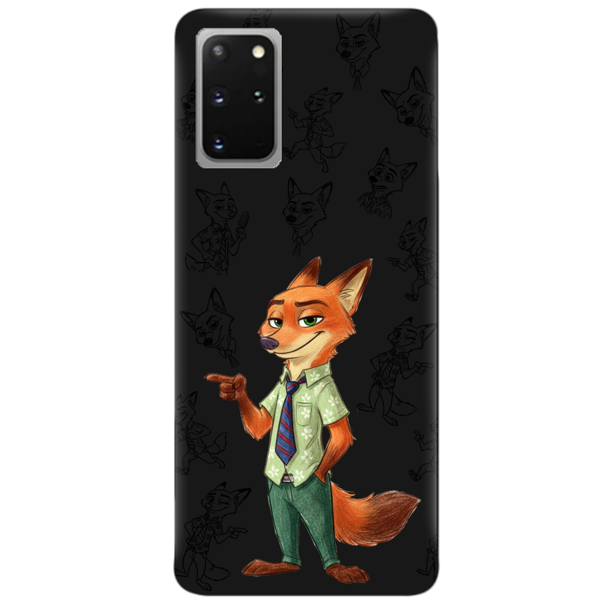 Чохол для Samsung Galaxy S20 Plus чорний матовий soft touch Зоотрополіс Нік Nick - фото 1 - Чохли для телефонів