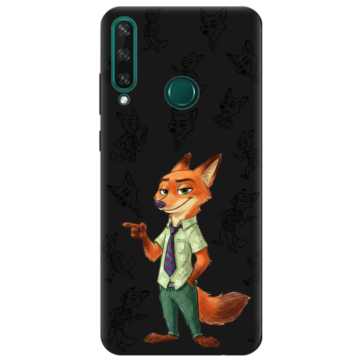 Чехол для Huawei Y6p черный матовый soft touch Зоотрополис Ник Nick - фото 1 - Чехлы для телефонов