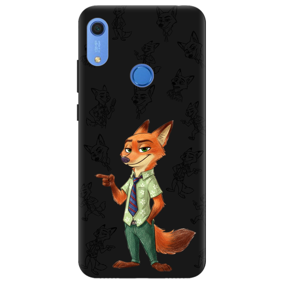 Чехол для Huawei Y6s черный матовый soft touch Зоотрополис Ник Nick - фото 1 - Чехлы для телефонов