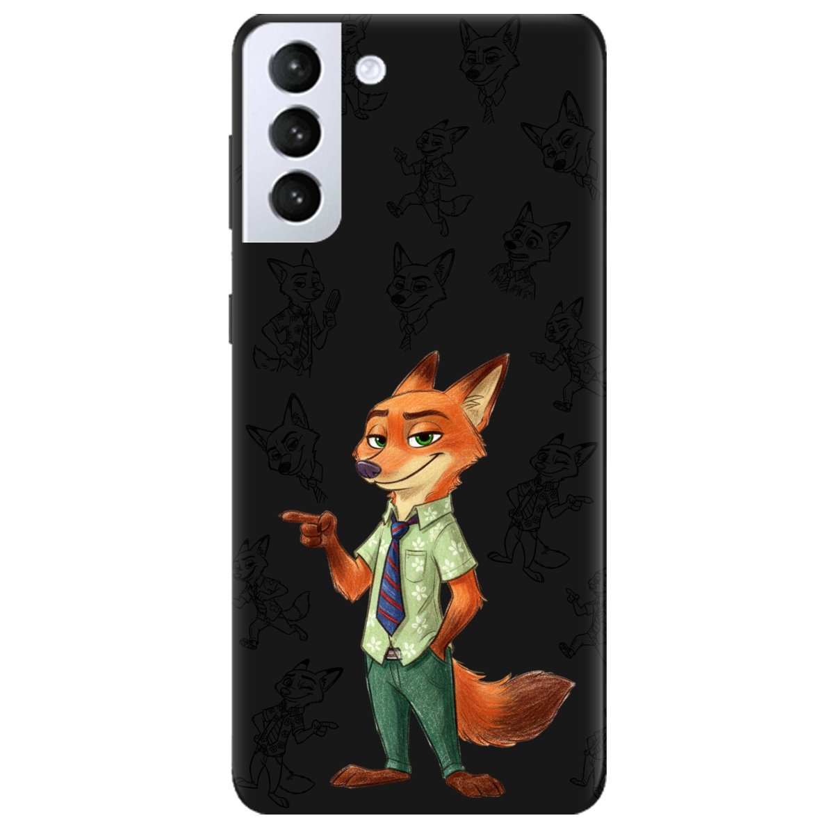 Чохол для Samsung Galaxy S21 чорний матовий soft touch Зоотрополіс Нік Nick - фото 1 - Чохли для телефонів