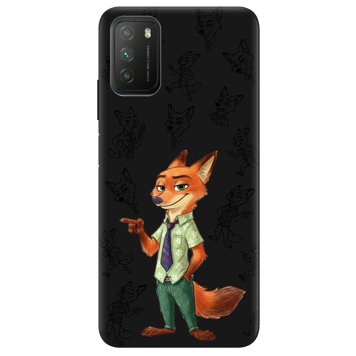 Чехол для Xiaomi Poco M3 черный матовый soft touch Зоотрополис Ник Nick - фото 1 - Чехлы для телефонов