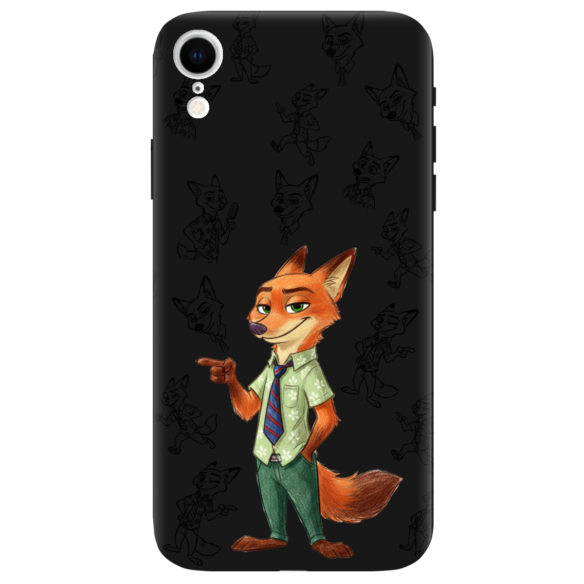 Чехол для Apple iPhone XR черный матовый soft touch Зоотрополис Ник Nick - фото 1 - Чехлы для телефонов