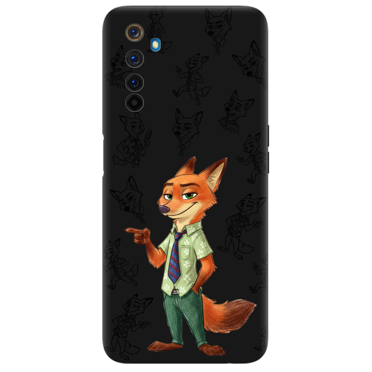 Чехол для Realme 6 Pro черный матовый soft touch Зоотрополис Ник Nick - фото 1 - Чехлы для телефонов