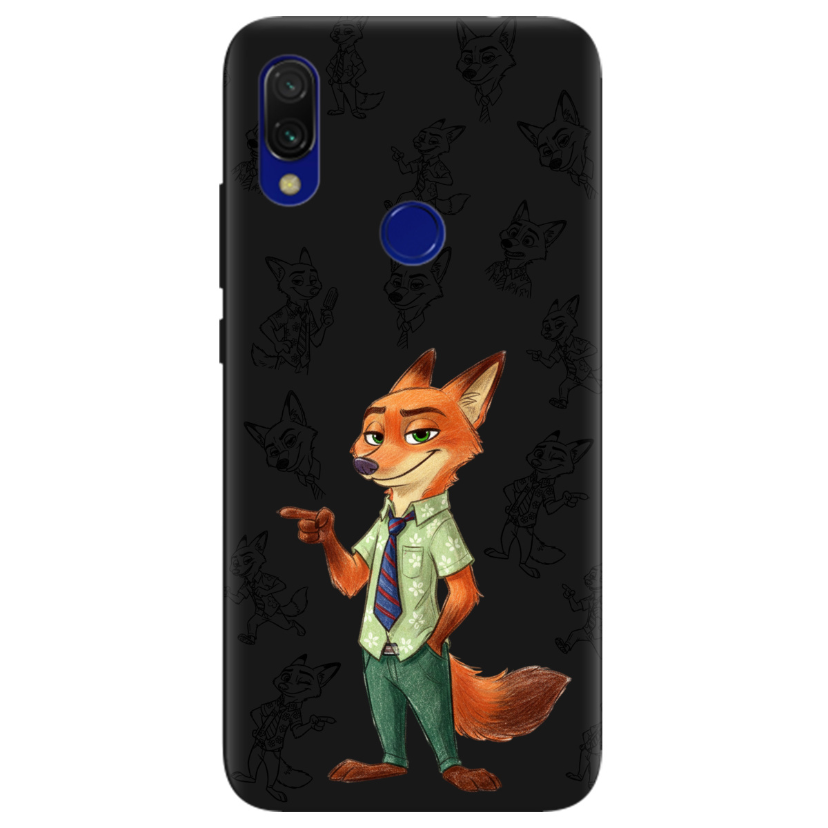 Чохол для Xiaomi Redmi Note 7/7Pro чорний матовий soft touch Зоотрополіс Нік Nick - фото 1 - Чохли для телефонів