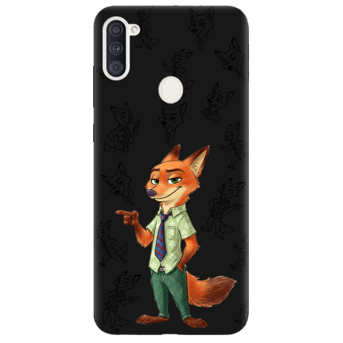 Чохол для Samsung Galaxy M11 чорний матовий soft touch Зоотрополіс Нік Nick - фото 1 - Чохли для телефонів