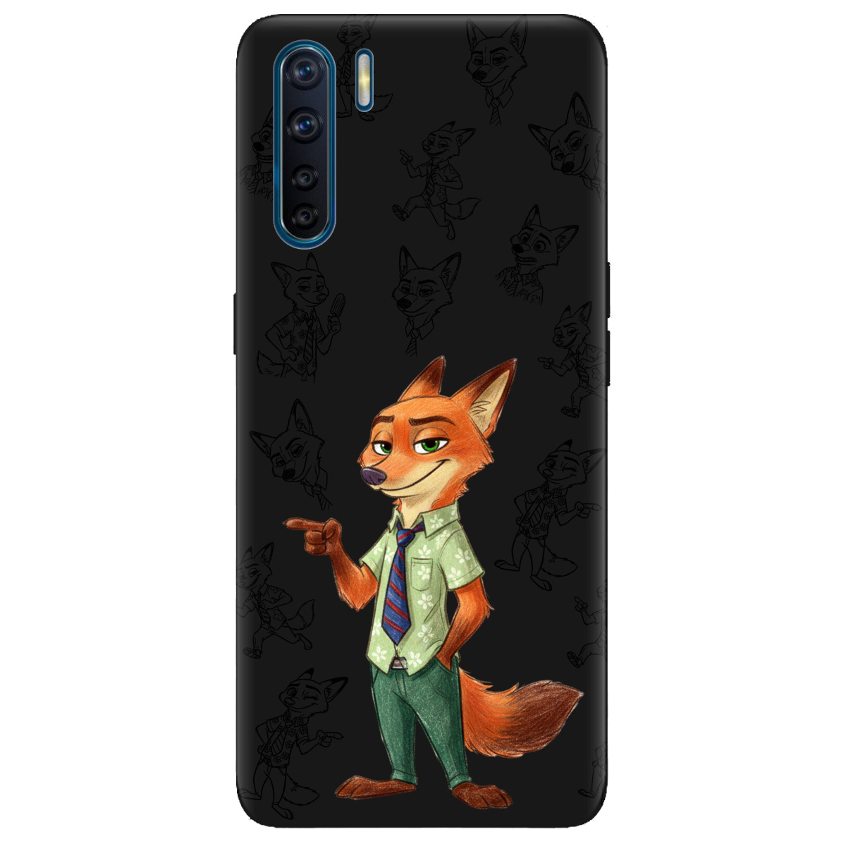 Чохол для Oppo Reno 3 чорний матовий soft touch Зоотрополіс Нік Nick - фото 1 - Чохли для телефонів