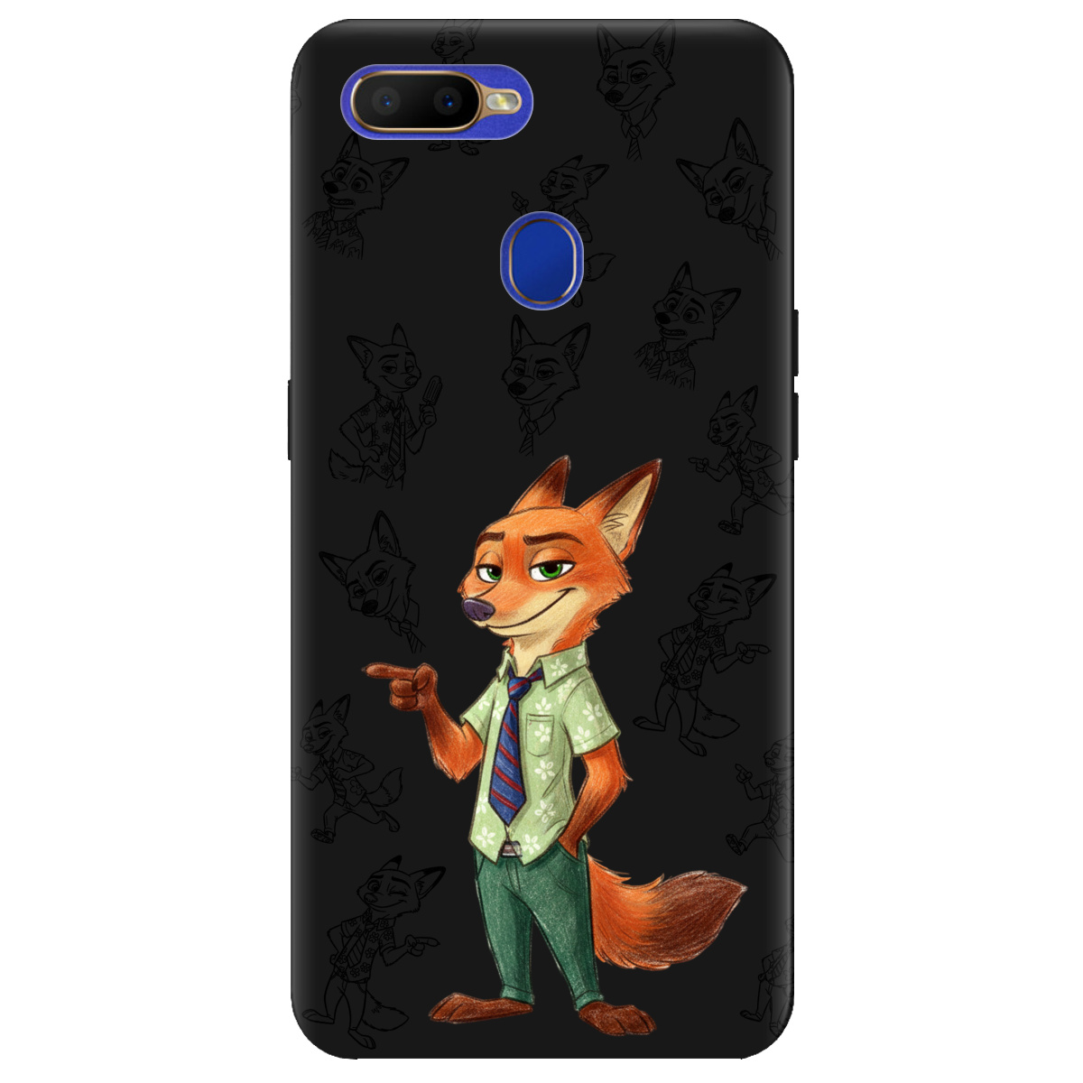 Чехол для Oppo A5s черный матовый soft touch Зоотрополис Ник Nick - фото 1 - Чехлы для телефонов