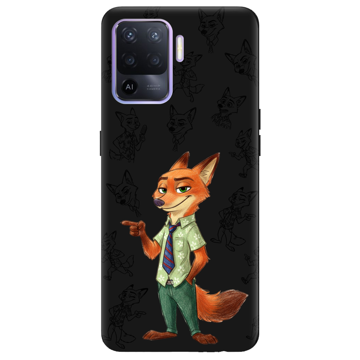 Чохол для Oppo Reno 5 Lite чорний матовий soft touch Зоотрополіс Нік Nick - фото 1 - Чохли для телефонів