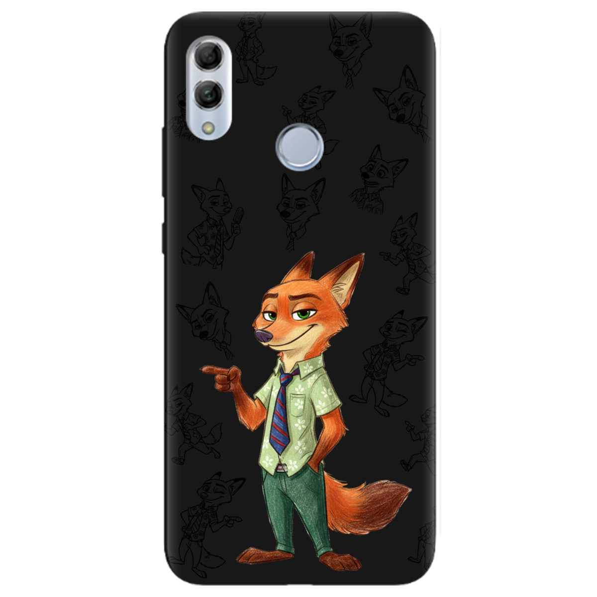 Чохол для Huawei Honor 10 Lite чорний матовий soft touch Зоотрополіс Нік Nick - фото 1 - Чохли для телефонів