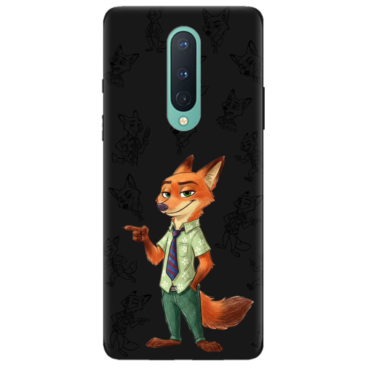 Чехол для OnePlus 8 черный матовый soft touch Зоотрополис Ник Nick - фото 1 - Чехлы для телефонов