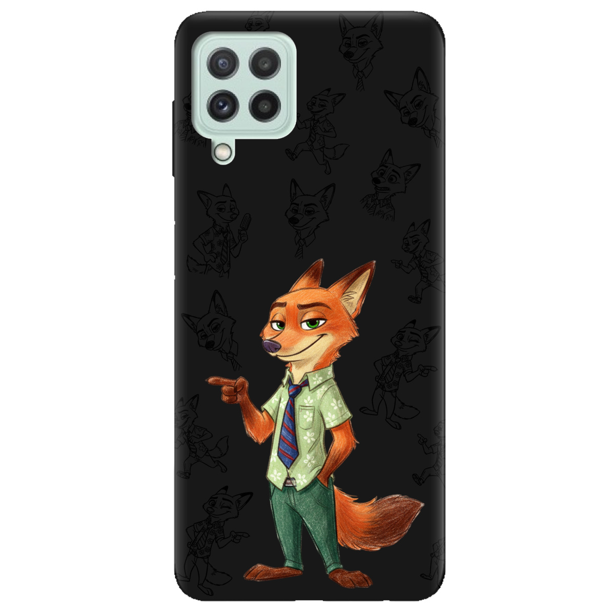 Чехол для Samsung Galaxy A22 4G черный матовый soft touch Зоотрополис Ник Nick - фото 1 - Чехлы для телефонов