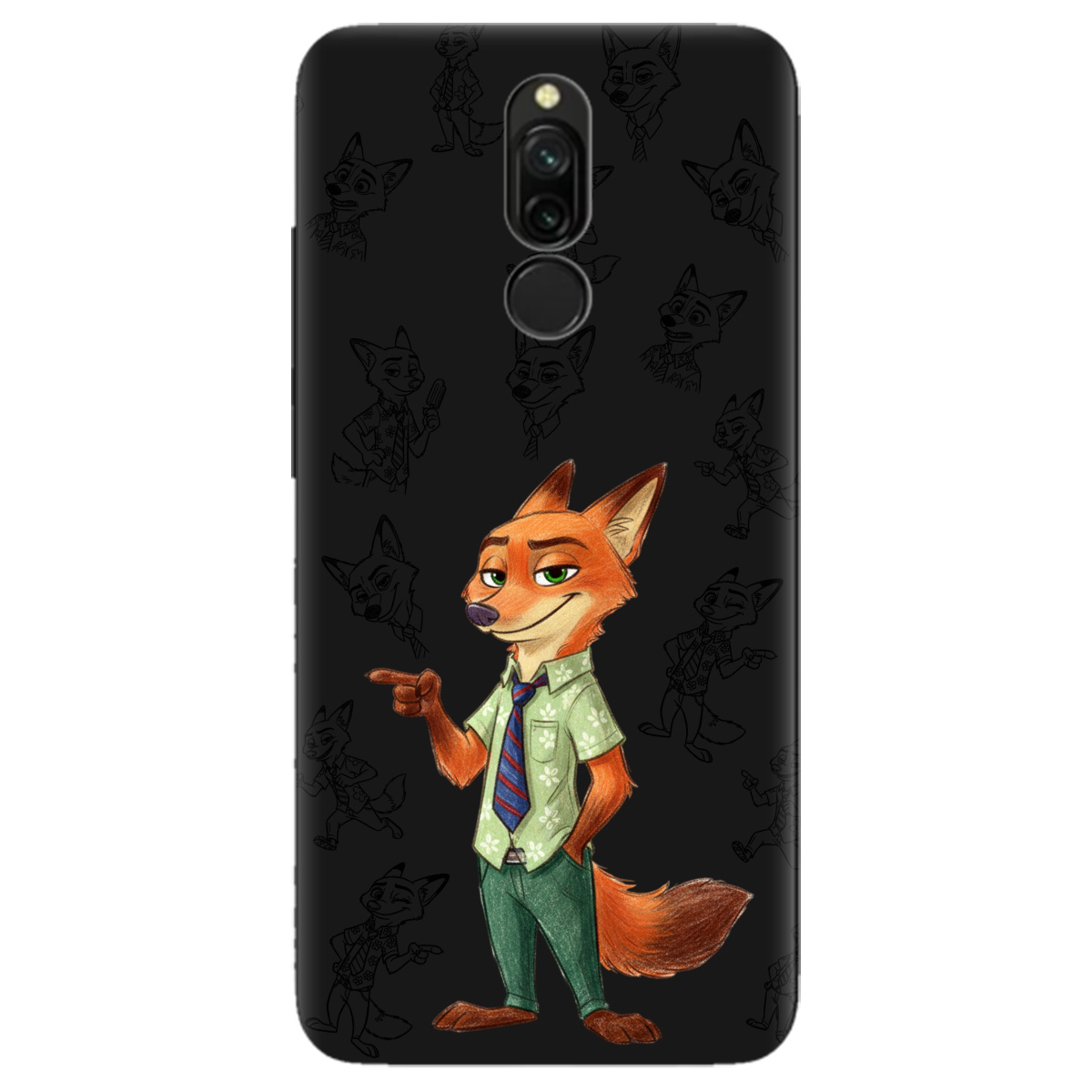 Чехол для Xiaomi Redmi 8 черный матовый soft touch Зоотрополис Ник Nick - фото 1 - Чехлы для телефонов