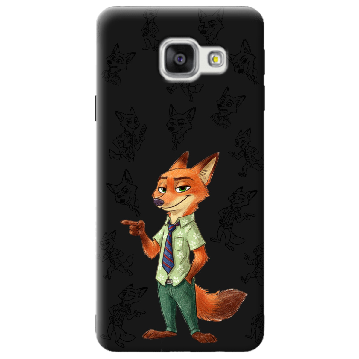 Чохол для Samsung Galaxy A3 2016 чорний матовий soft touch Зоотрополіс Нік Nick - фото 1 - Чохли для телефонів