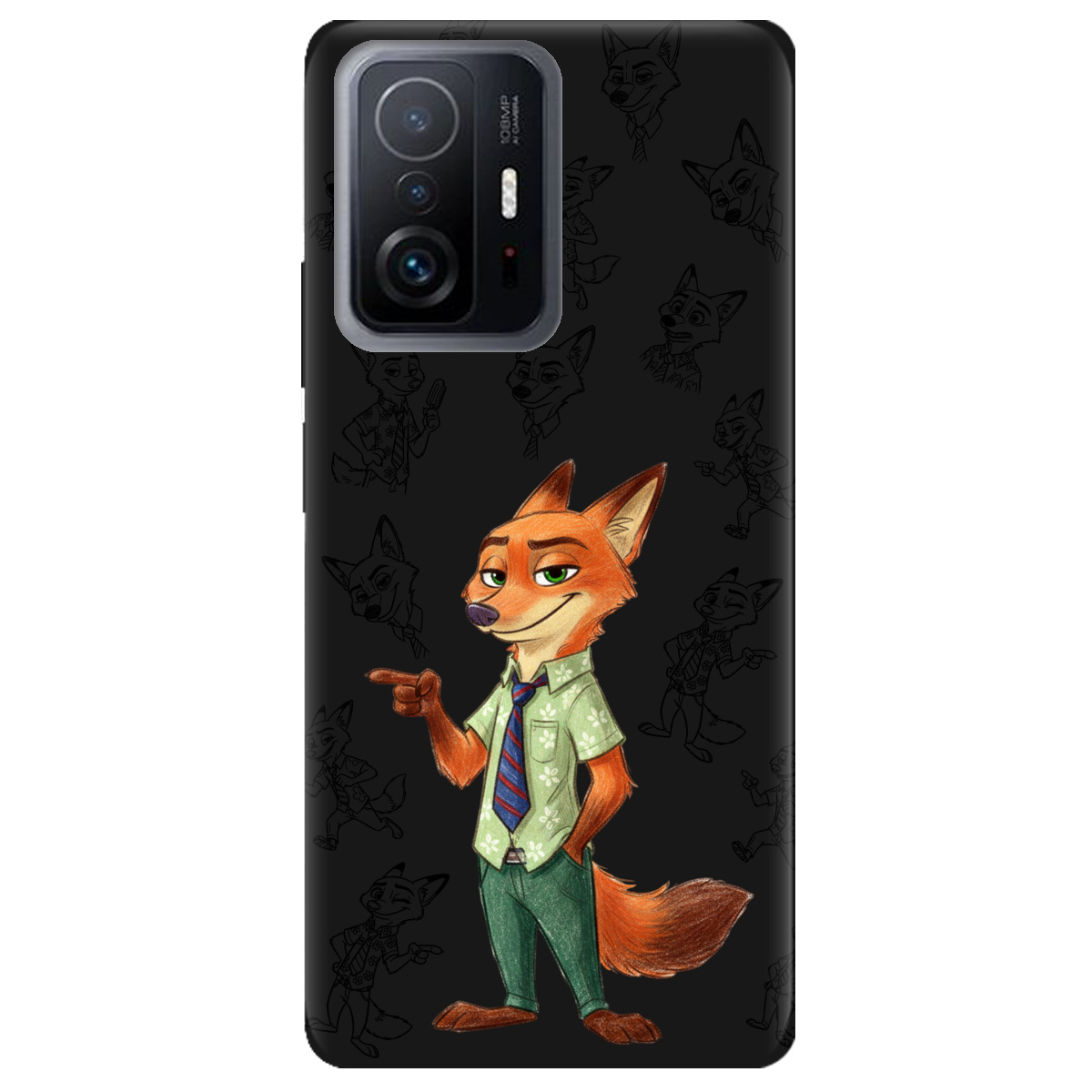Чохол для Xiaomi 11T Pro чорний матовий soft touch Зоотрополіс Нік Nick - фото 1 - Чохли для телефонів