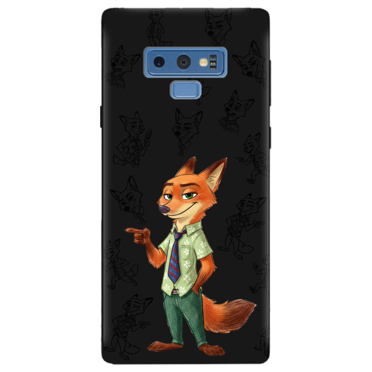 Чохол для Samsung Galaxy Note 9 чорний матовий soft touch Зоотрополіс Нік Nick - фото 1 - Чохли для телефонів