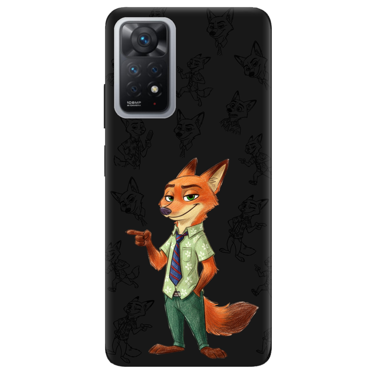 Чехол для Xiaomi Redmi Note 11 Pro черный матовый soft touch Зоотрополис Ник Nick - фото 1 - Чехлы для телефонов