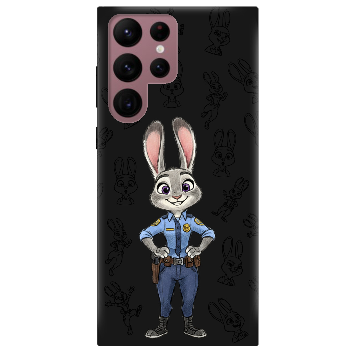 Чехол для Samsung Galaxy S22 Ultra черный матовый soft touch Зоотрополис Джуди Judy - фото 1 - Чехлы для телефонов