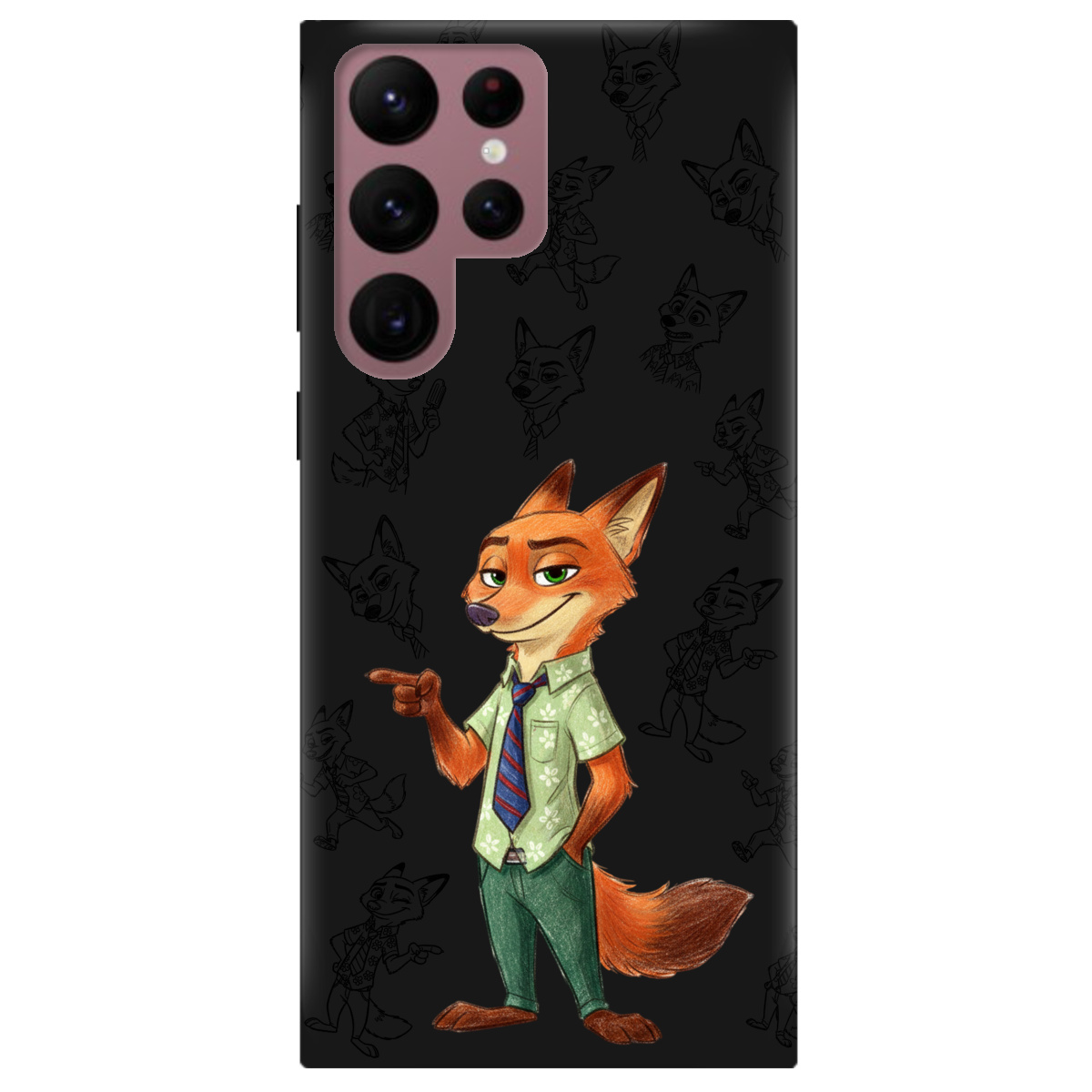 Чохол для Samsung Galaxy S22 Ultra чорний матовий soft touch Зоотрополіс Нік Nick - фото 1 - Чохли для телефонів