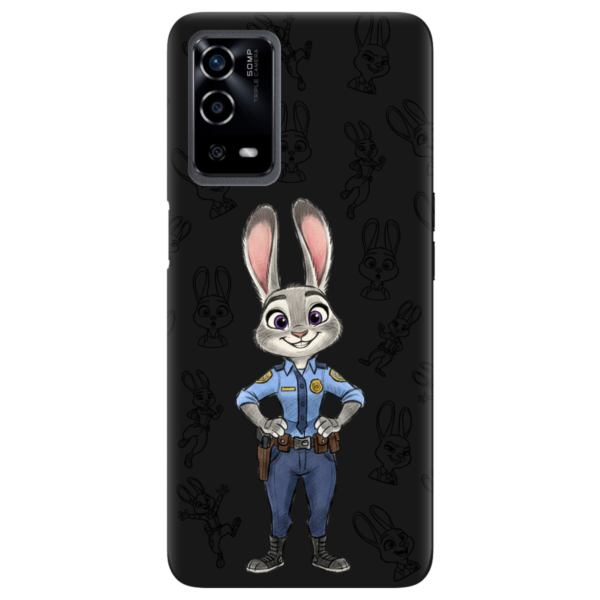 Чехол для Oppo A55 черный матовый soft touch Зоотрополис Джуди Judy - фото 1 - Чехлы для телефонов