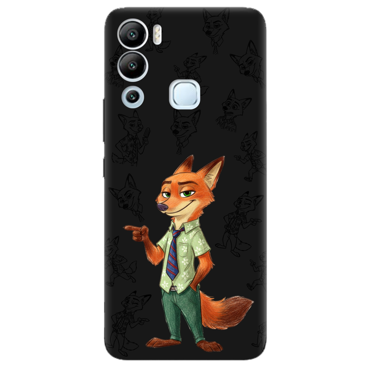 Чохол для Infinix Hot 12i чорний матовий soft touch Зоотрополіс Нік Nick - фото 1 - Чохли для телефонів