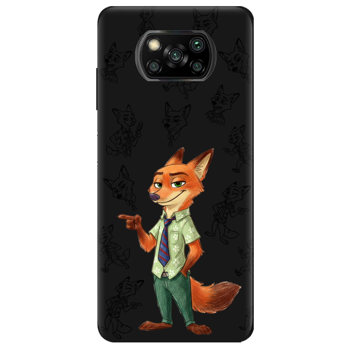 Чехол для Xiaomi Poco X3 Pro черный матовый soft touch Зоотрополис Ник Nick - фото 1 - Чехлы для телефонов