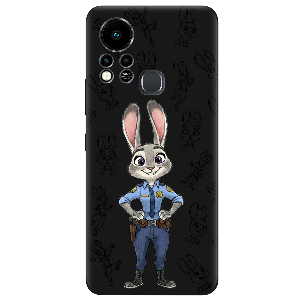 Чехол для Infinix Hot 11s черный матовый soft touch Зоотрополис Джуди Judy - фото 1 - Чехлы для телефонов