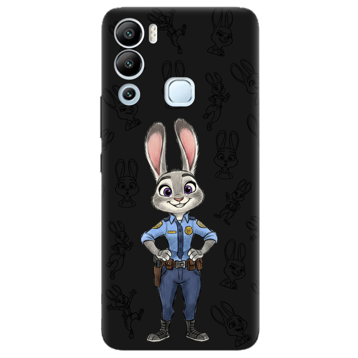 Чехол для Infinix Hot 12i черный матовый soft touch Зоотрополис Джуди Judy - фото 1 - Чехлы для телефонов