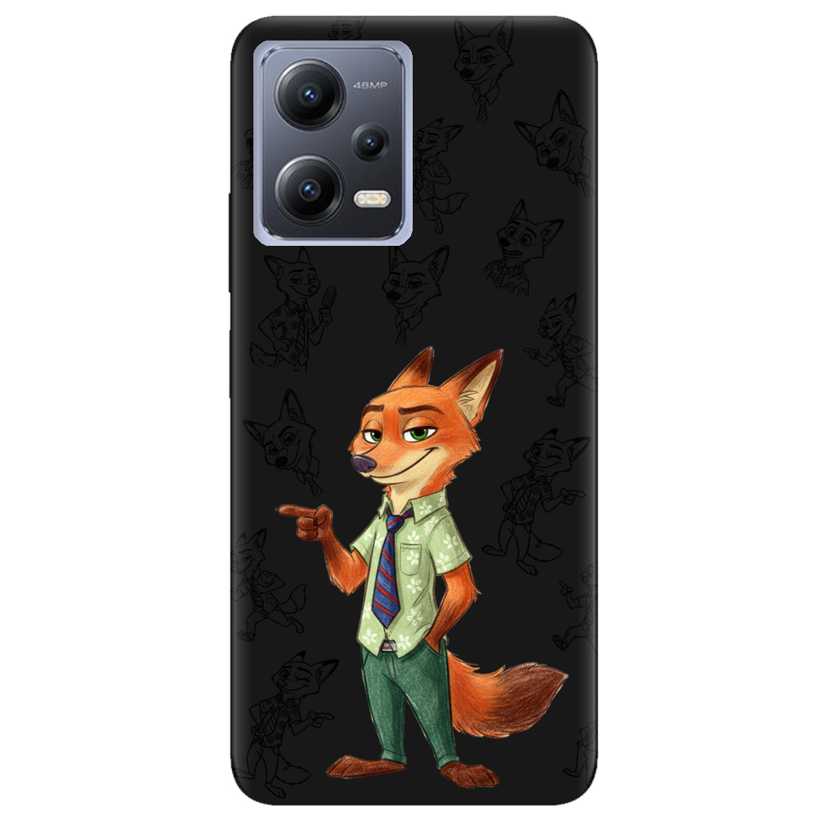 Чехол для Xiaomi Redmi Note 12 5G черный матовый soft touch Зоотрополис Ник Nick - фото 1 - Чехлы для телефонов