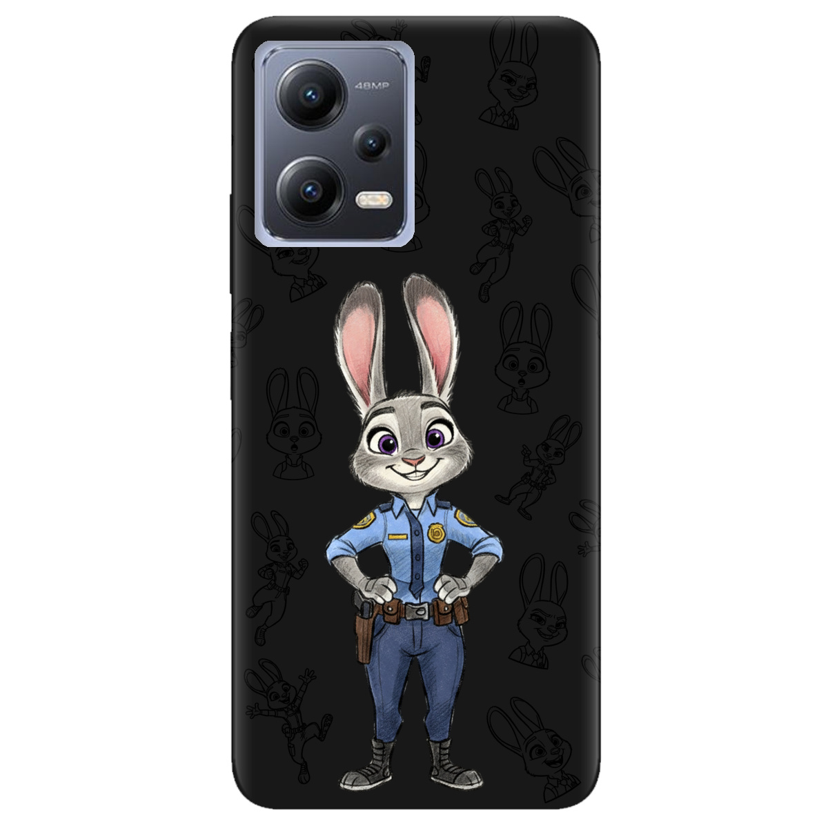 Чехол для Xiaomi Redmi Note 12 5G черный матовый soft touch Зоотрополис Джуди Judy - фото 1 - Чехлы для телефонов