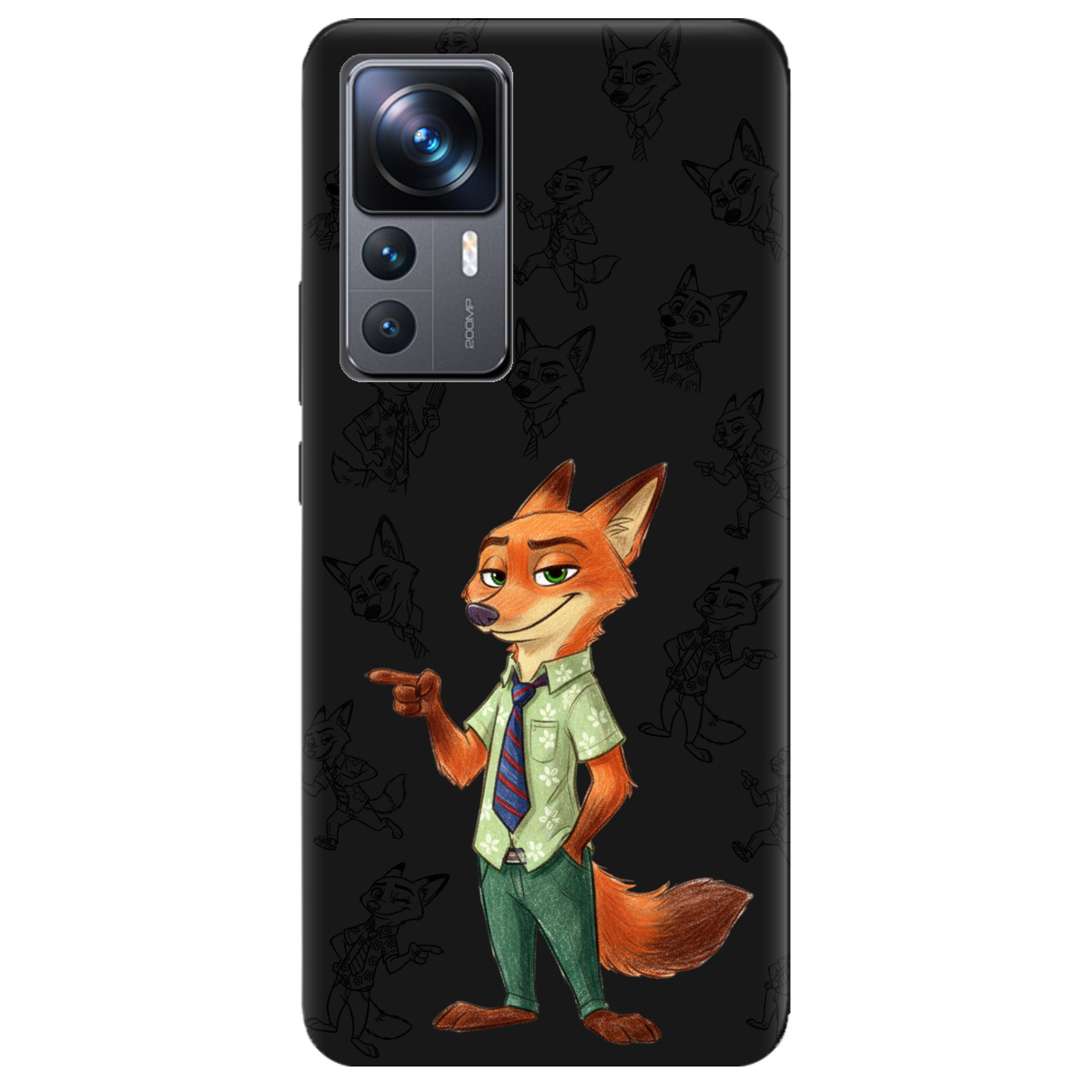 Чохол для Xiaomi 12T чорний матовий soft touch Зоотрополіс Нік Nick - фото 1 - Чохли для телефонів