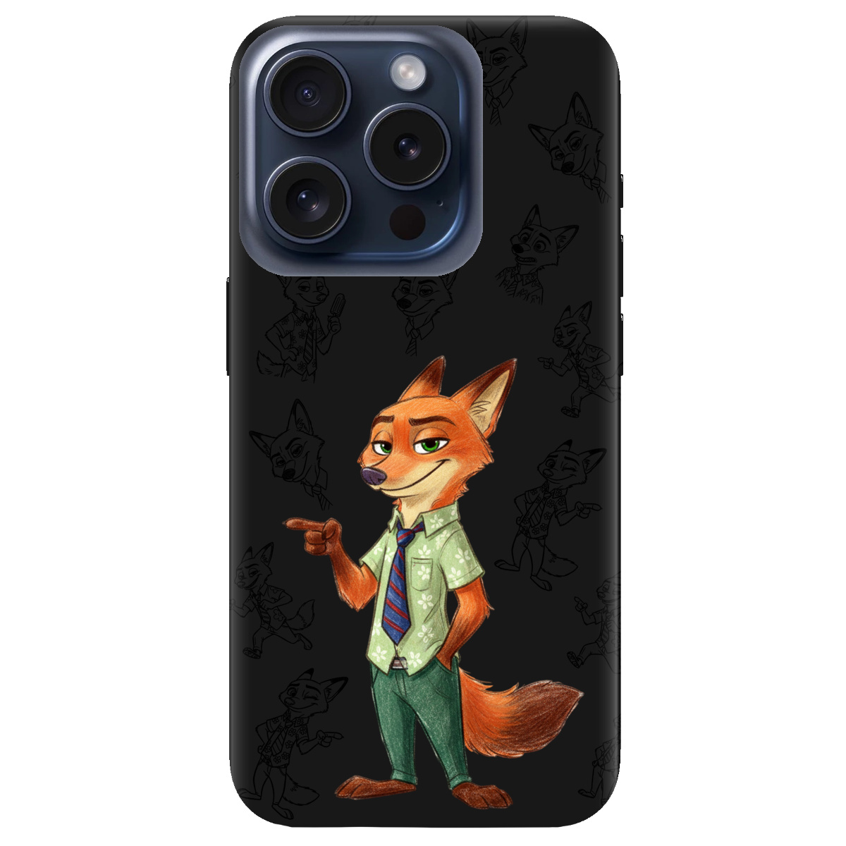 Чехол для Apple iPhone 15 Pro черный матовый soft touch Зоотрополис Ник Nick - фото 1 - Чехлы для телефонов