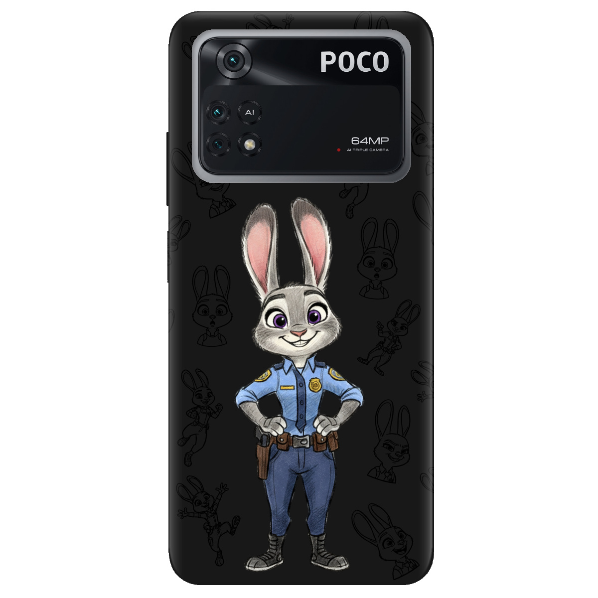 Чохол для Xiaomi Poco M4 Pro 4G чорний матовий soft touch Зоотрополіс Джуді Judy - фото 1 - Чохли для телефонів