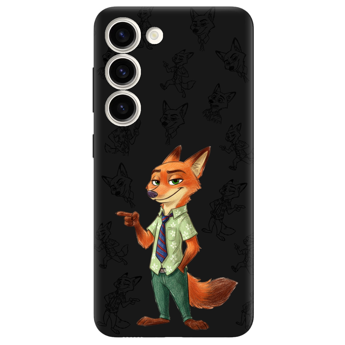 Чехол для Samsung Galaxy S23 Plus черный матовый soft touch Зоотрополис Ник Nick - фото 1 - Чехлы для телефонов