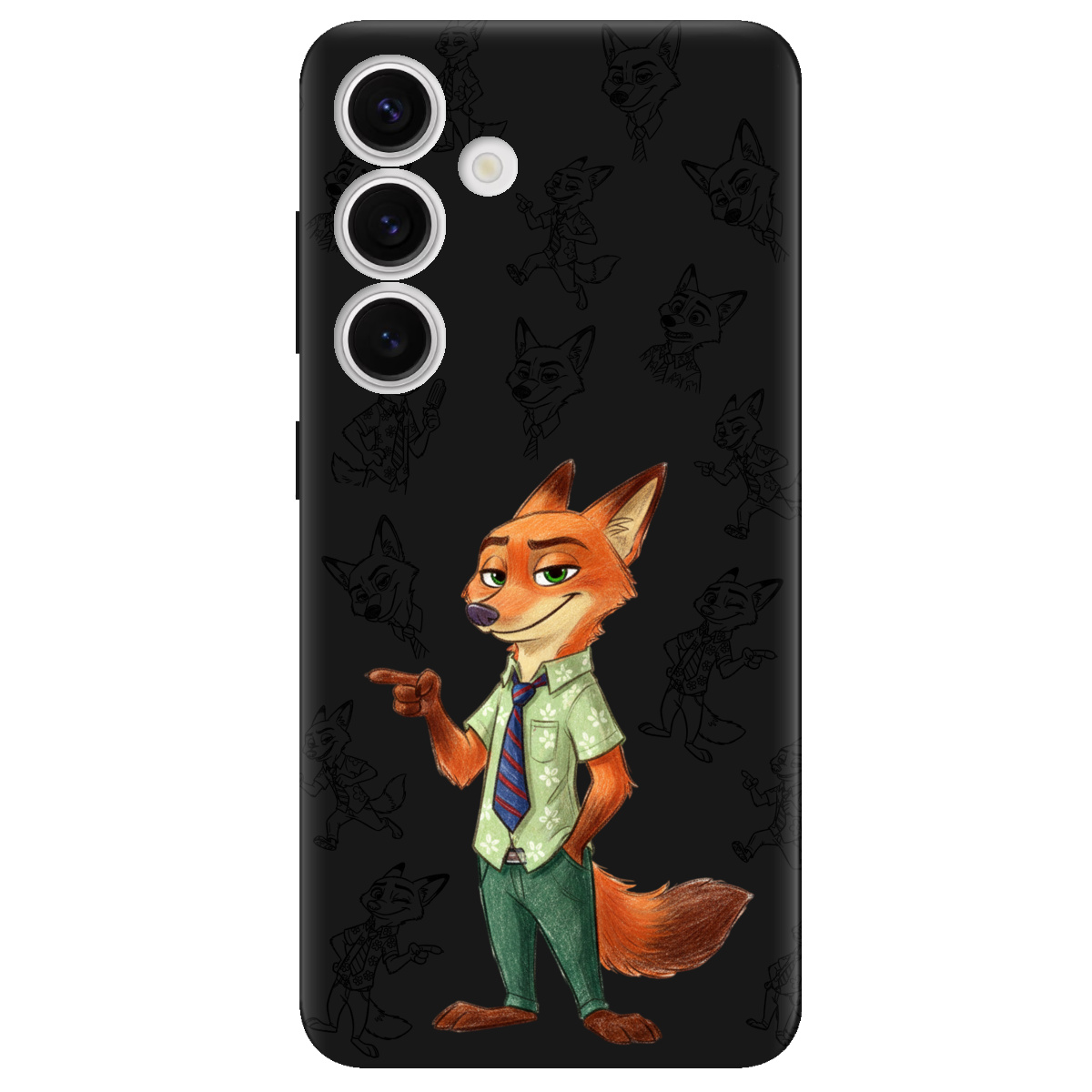 Чехол для Samsung Galaxy S24 черный матовый soft touch Зоотрополис Ник Nick - фото 1 - Чехлы для телефонов