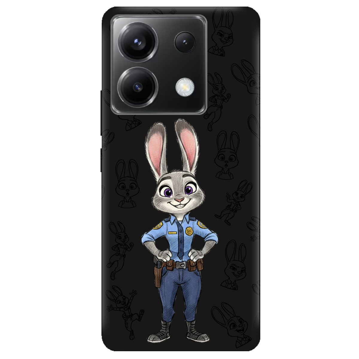Чехол для Xiaomi Redmi Note 13 Pro 5G черный матовый soft touch Зоотрополис Джуди Judy - фото 1 - Чехлы для телефонов