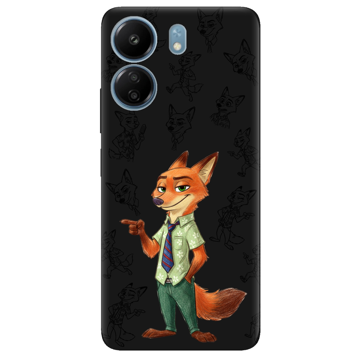 Чехол для Xiaomi Redmi 13C черный матовый soft touch Зоотрополис Ник Nick - фото 1 - Чехлы для телефонов