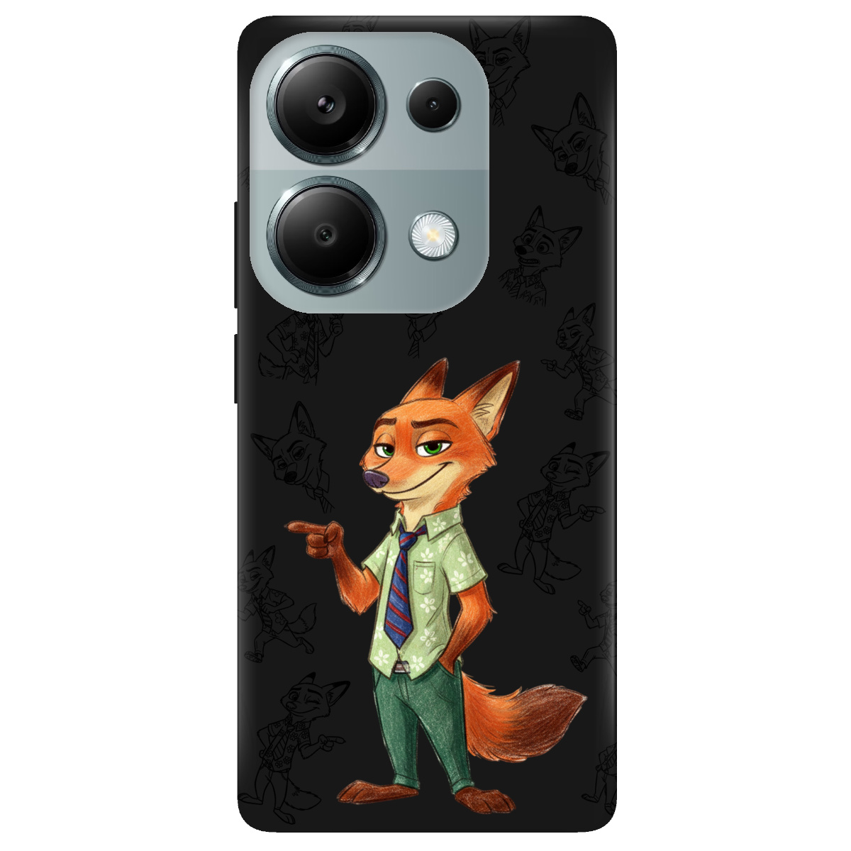 Чохол для Xiaomi Redmi Note 13 Pro 4G чорний матовий soft touch Зоотрополіс Нік Nick - фото 1 - Чохли для телефонів