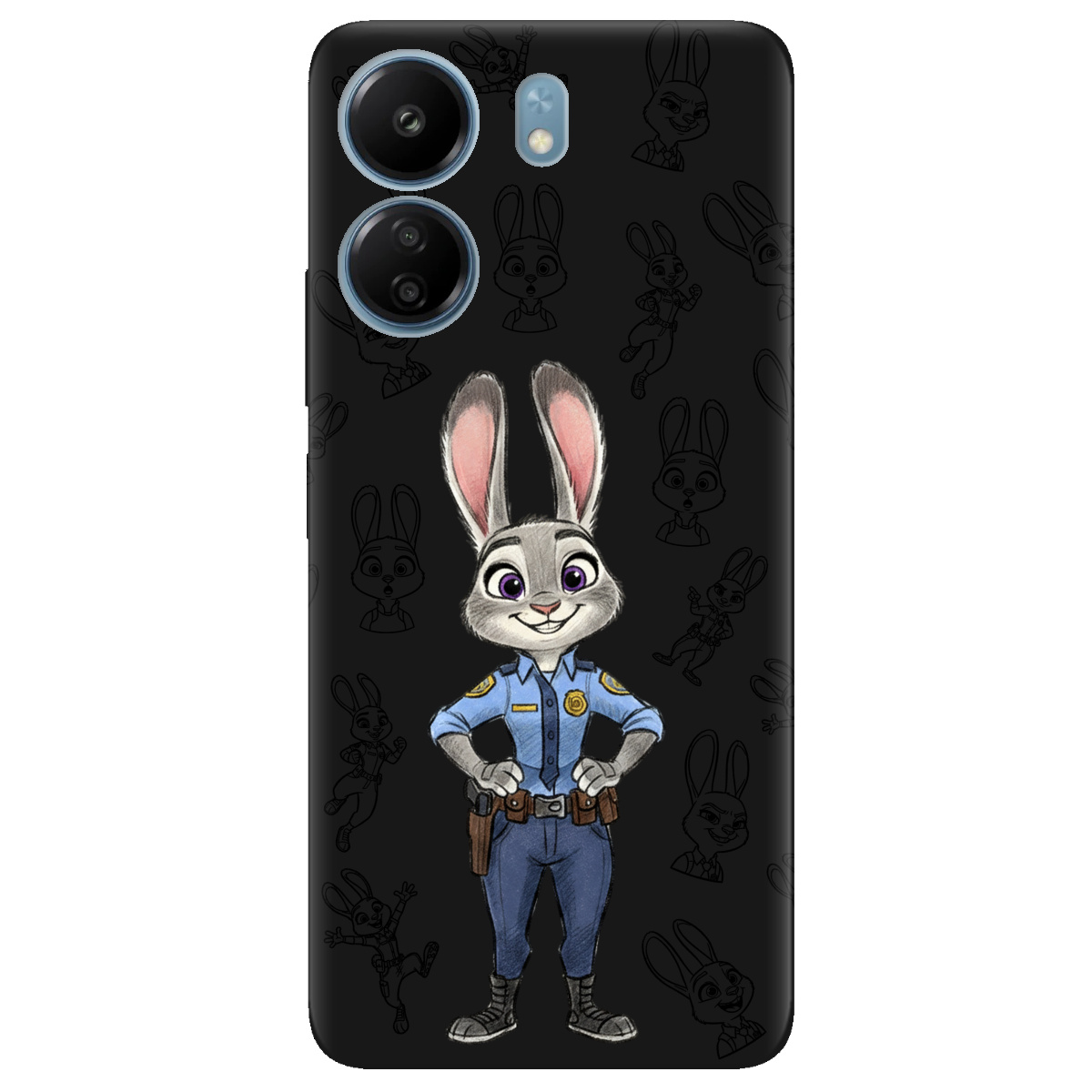 Чехол для Xiaomi Redmi 13C черный матовый soft touch Зоотрополис Джуди Judy - фото 1 - Чехлы для телефонов