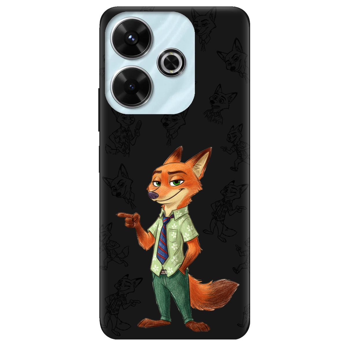 Чехол для Xiaomi Poco M6 4G черный матовый soft touch Зоотрополис Ник Nick - фото 1 - Чехлы для телефонов