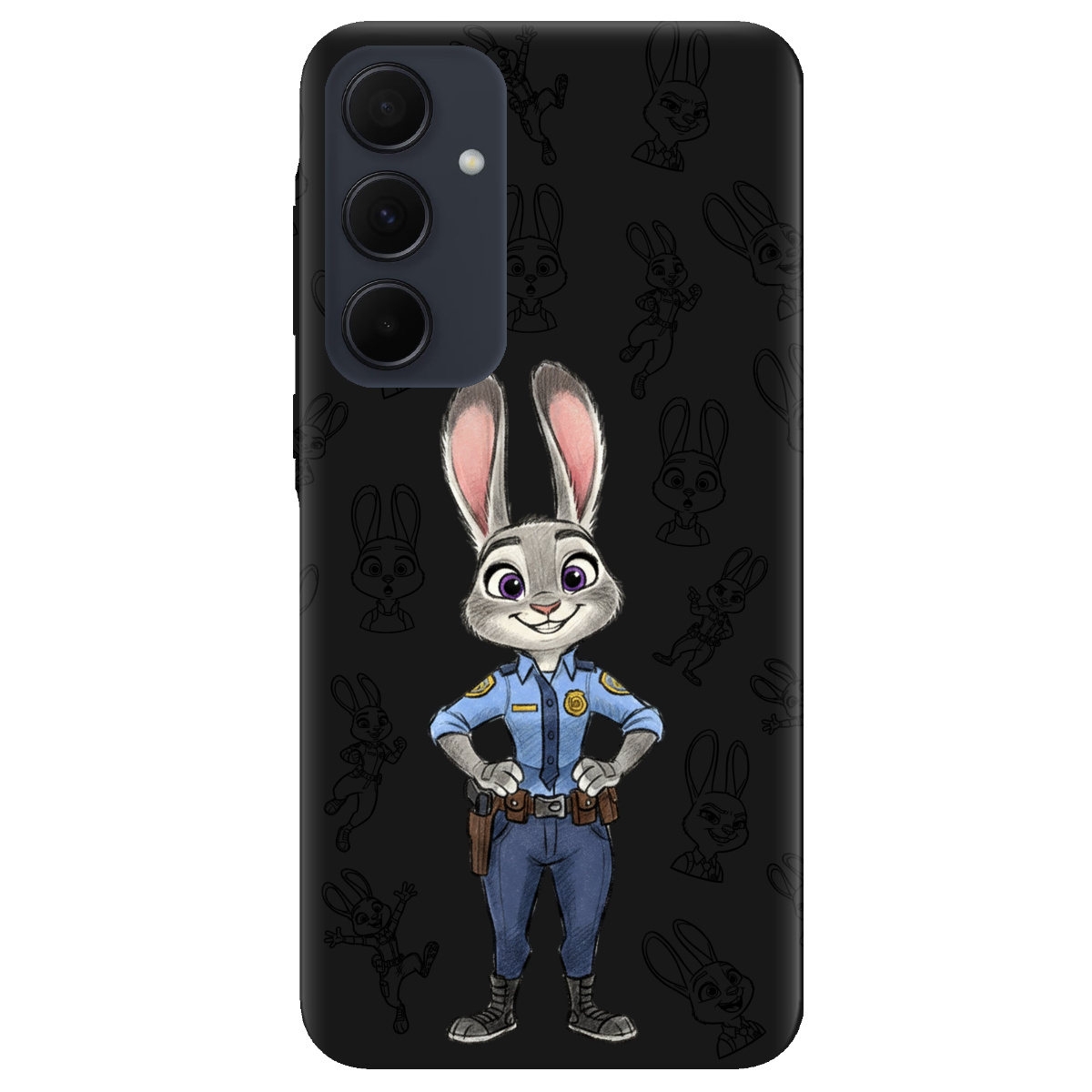 Чехол для Samsung Galaxy A35 черный матовый soft touch Зоотрополис Джуди Judy - фото 1 - Чехлы для телефонов